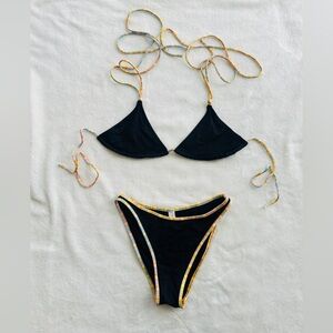 HEAVY MANNERS BIKINI BLACK TOP-Medium BOTTOM - Small
